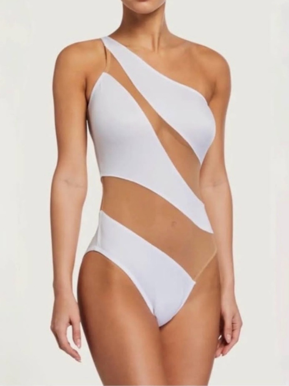 Norma Kamala - One-Shoulder White Cutout One-Piece Swimsuit - Medium - NWT